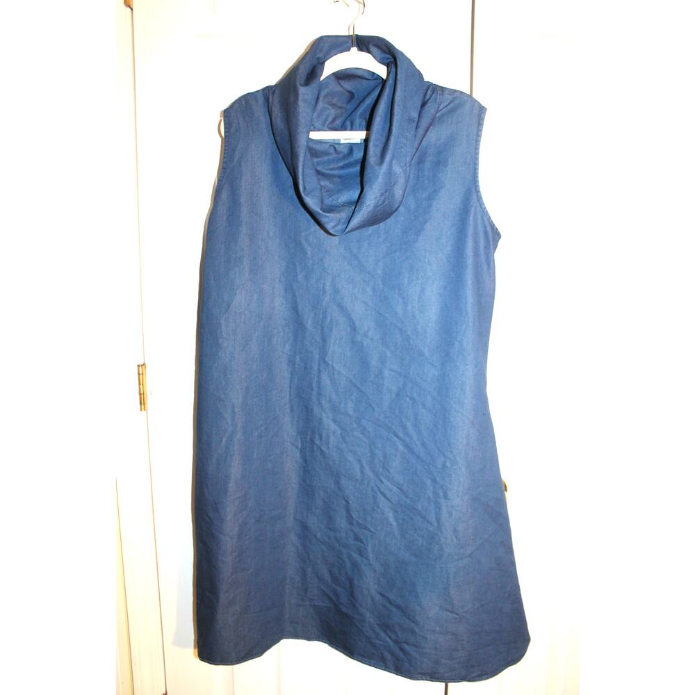 Kara Chic by NF Chambray Cowl Neck Sleeveless Shift Dress OSFM